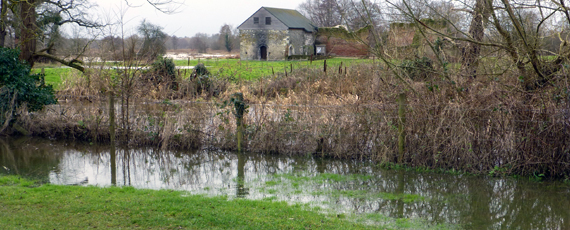 The moat flooded across<br />the moat entrance