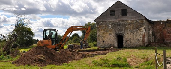 Removing the topsoil<br />prior to digging